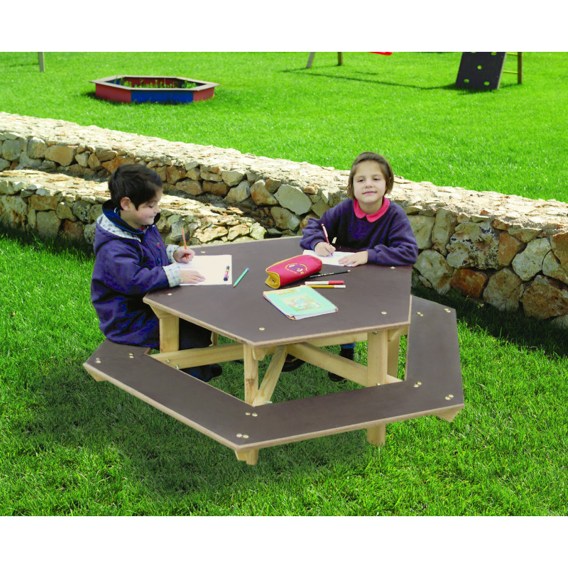 MESA PICNIC PARA NIÑOS HEXAGONAL 6 ASIENTOS