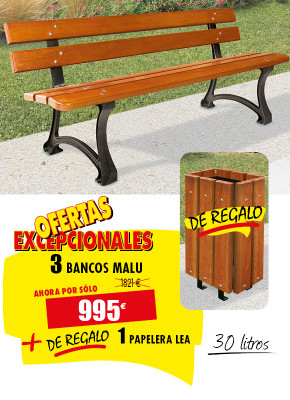 3 BANCOS PARA PARQUES MALU DE REGALO 1 PAPELERA