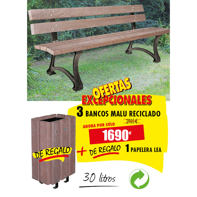 3 BANCOS URBANO RECICLADO DE REGALO 1 PAPELERA