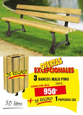 3 BANCOS MALU DE MADERA DE PINO DE REGALO 1 PAPELERA