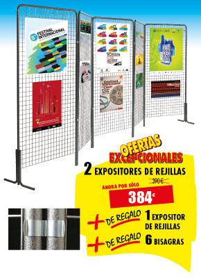 3 REJILLAS DE EXPOSICIÓN + 6 BISAGRAS