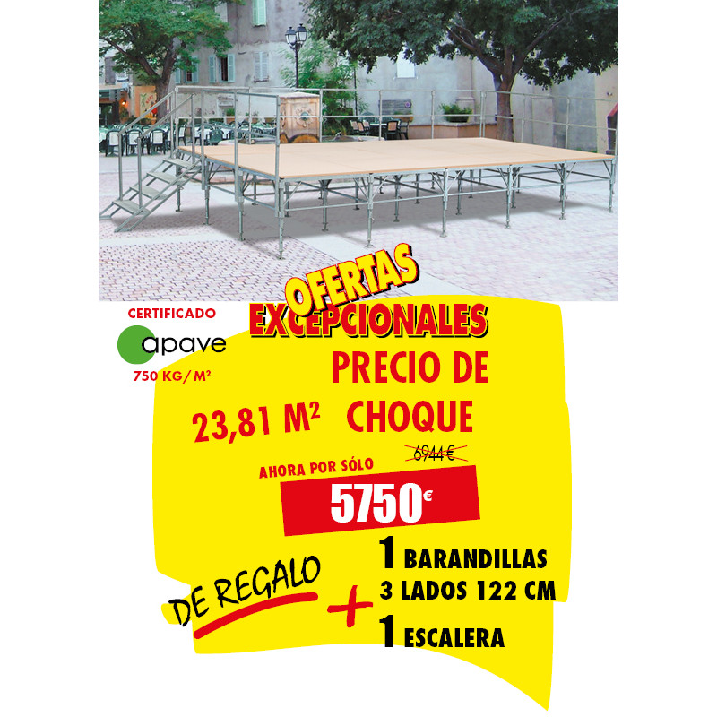 ESCENARIO MULTIUSOS 4.88 x 4.88 M PRECIO DE CHOQUE