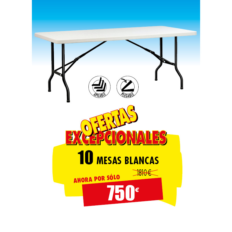 10 MESAS DE POLIETILENO BLANCAS