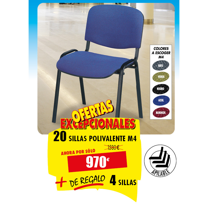 20 SILLAS POLIVALENTE + DE REGALO 4 SILLAS