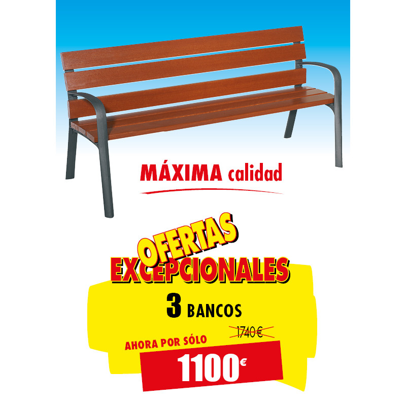 3 BANCOS PÚBLICOS DE MADERA MODO