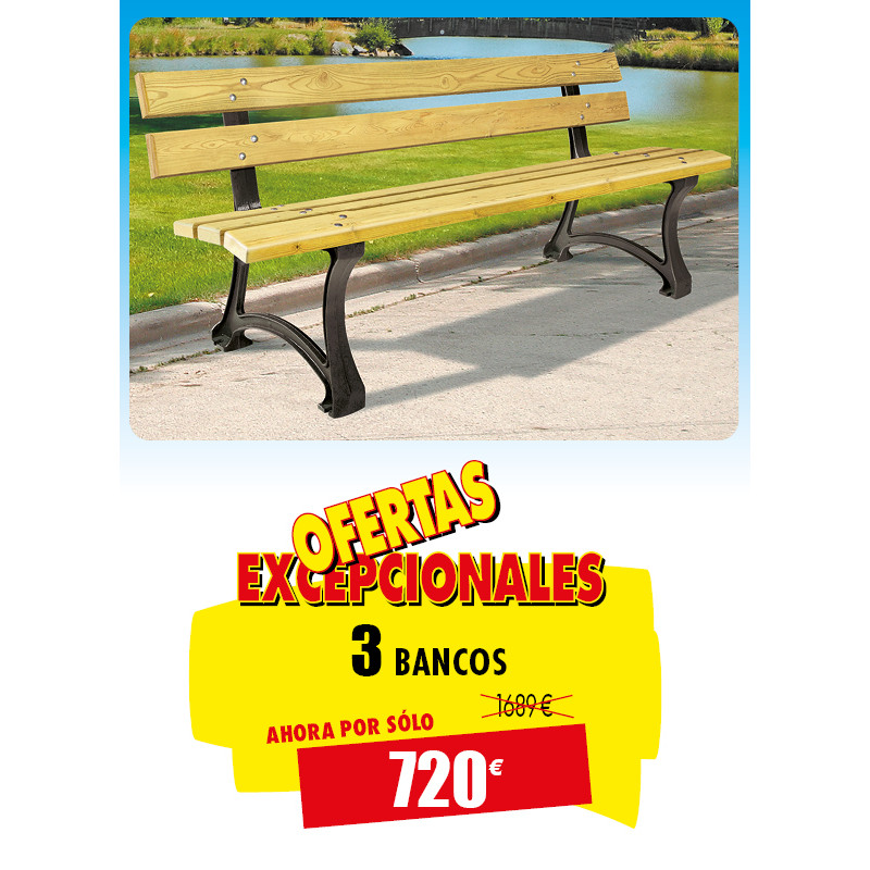 3 BANCOS MALU DE MADERA DE PINO