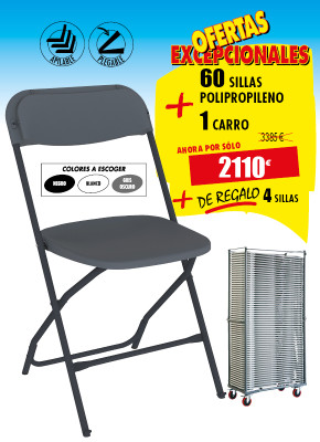 64 SILLAS PLEGABLES ÁLEX Y 1 CARRO