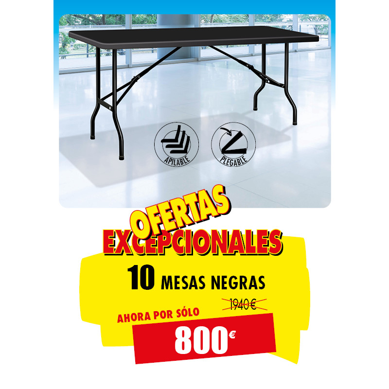 10 MESAS DE POLIETILENO NEGRA