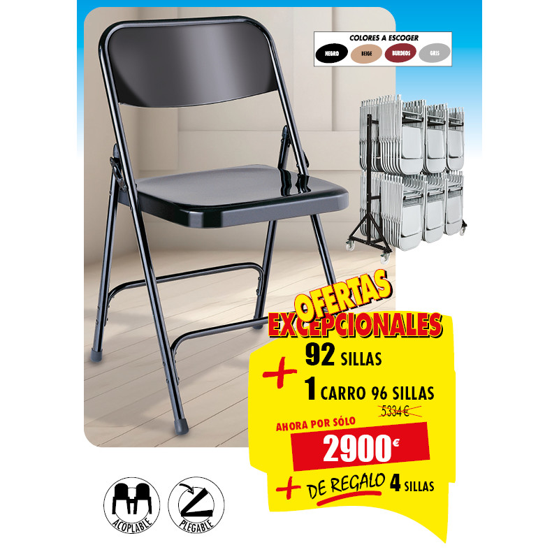 92 SILLAS METÁLICAS + 1 CARRO Y DE REGALO 4 SILLAS
