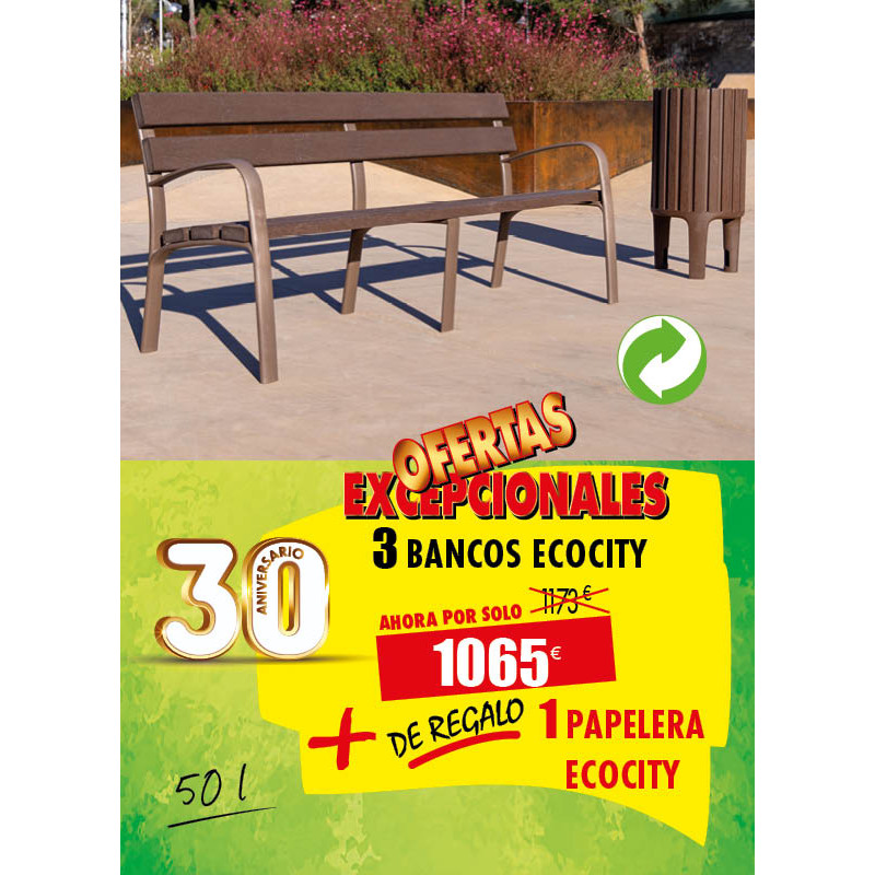 3 BANCOS PUBLICOS ECOCITY + DE REGALO 1 PAPELERA