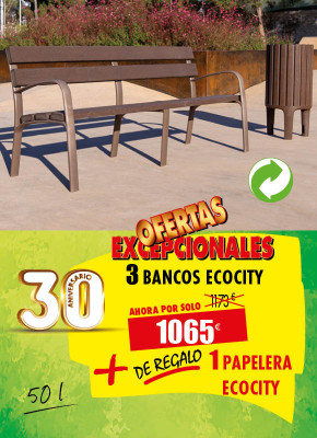 3 BANCOS PUBLICOS ECOCITY + DE REGALO 1 PAPELERA