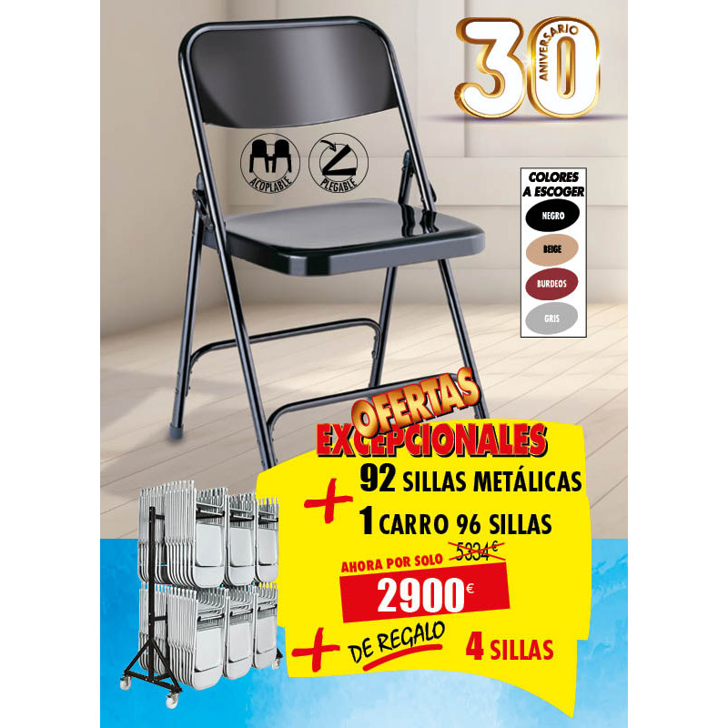 92 SILLAS METÁLICAS + 1 CARRO + DE REGALO 4 SILLAS