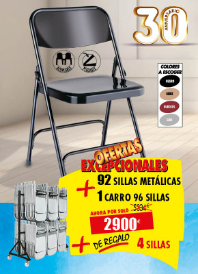 92 SILLAS METÁLICAS + 1 CARRO + DE REGALO 4 SILLAS