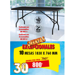 10 MESAS DE POLIETILENO NEGRA