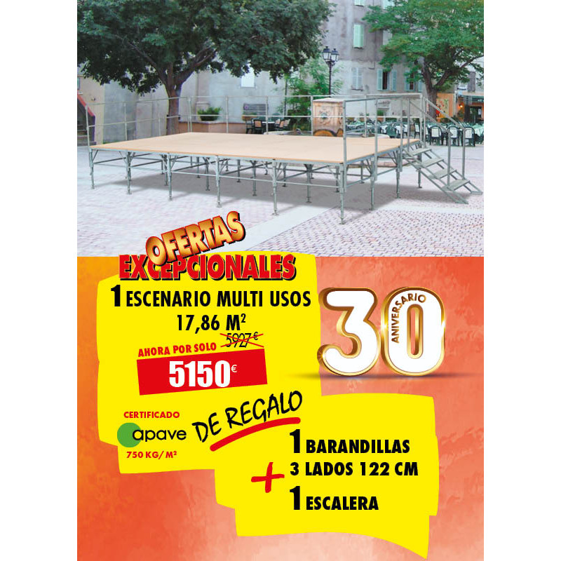 ESCENARIO MULTIUSOS 3.66 X 4.88 M PRECIO DE CHOQUE