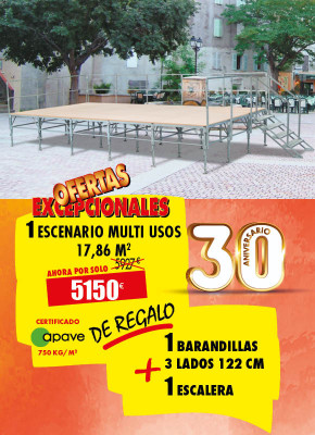 ESCENARIO MULTIUSOS 3.66 X 4.88 M PRECIO DE CHOQUE