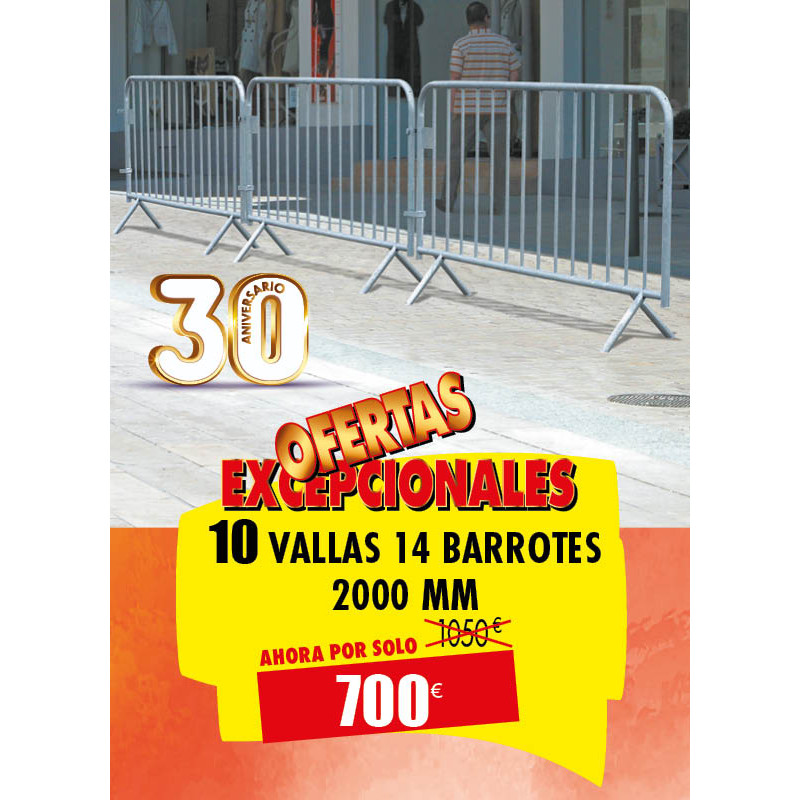 10 VALLAS DE SEGURIDAD 14 BARROTES