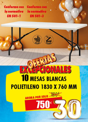 10 MESAS DE POLIETILENO BLANCAS