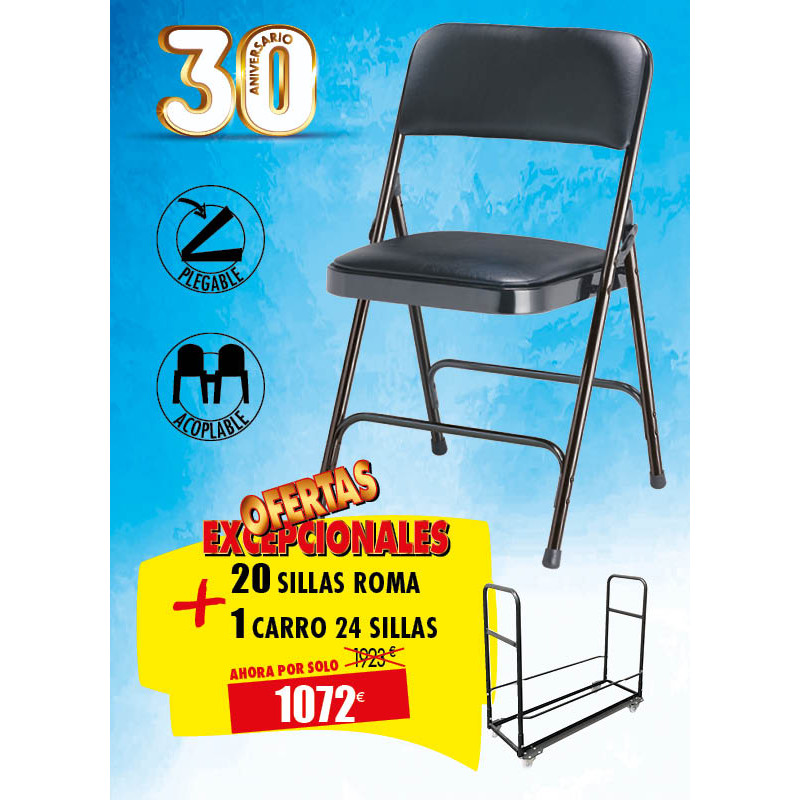 20 SILLAS PLEGABLES ROMA + 1 CARRO
