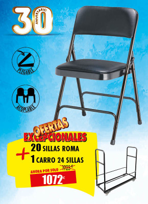 20 SILLAS PLEGABLES ROMA + 1 CARRO