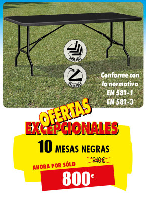 10 MESAS DE POLIETILENO NEGRA