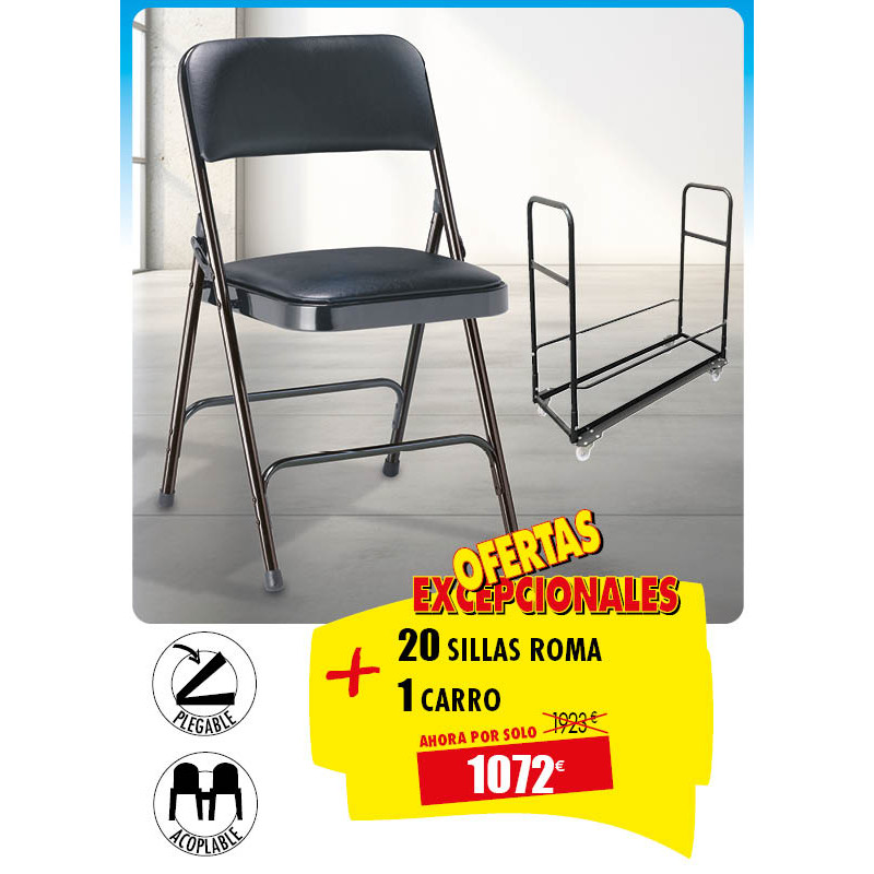 20 SILLAS PLEGABLES ROMA + 1 CARRO