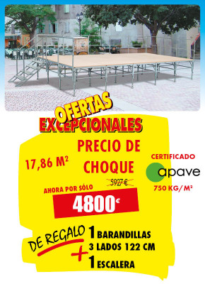 ESCENARIO MULTIUSOS 3.66 X 4.88 M PRECIO DE CHOQUE