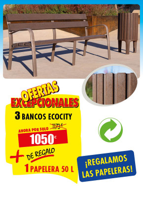 3 BANCOS PUBLICOS ECOCITY + DE REGALO 1 PAPELERA