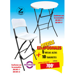 5 MESAS ALTAS + 10 TABOURETES