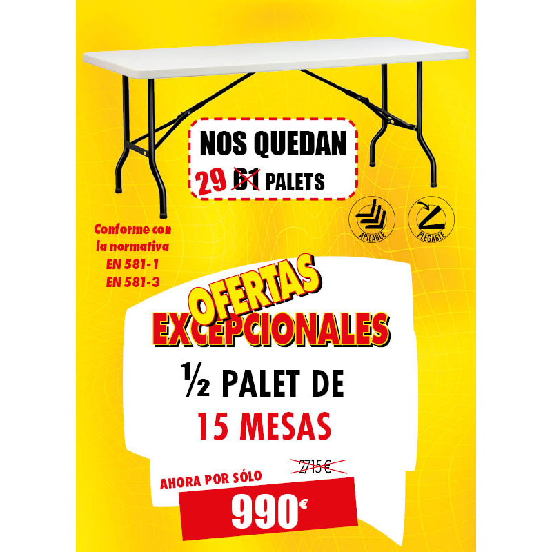 15 MESAS DE POLIETILENO PLEGABLES