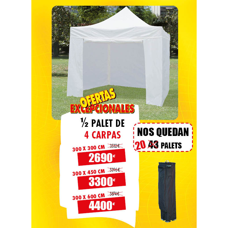 LOTE DE 4 CARPAS PLEGABLES FIESTA - TECHO Y 4 CORTINAS