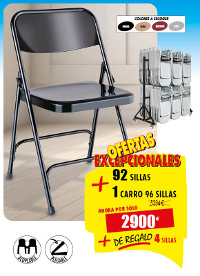 96 SILLAS METÁLICAS PLEGABLES + 1 CARRO