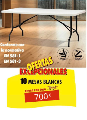 10 MESAS DE POLIETILENO PLEGABLES