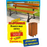 3 BANCOS PARA PARQUES MALU + 1 PAPELERA 30 L