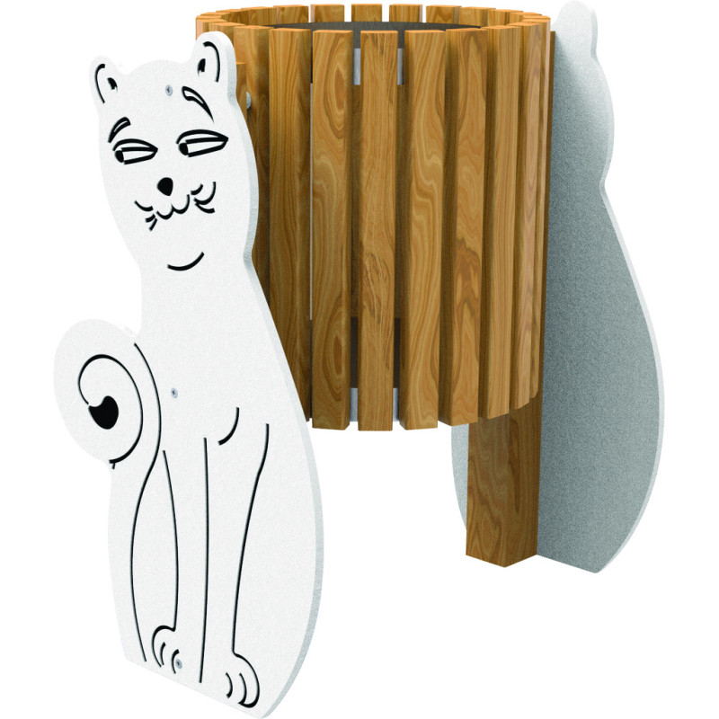 PAPELERA DE MADERA GATO