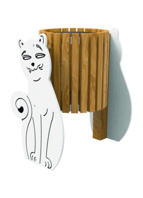 PAPELERA DE MADERA GATO