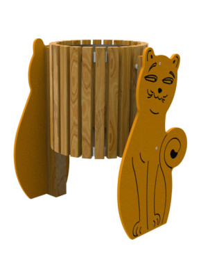 PAPELERA DE MADERA GATO