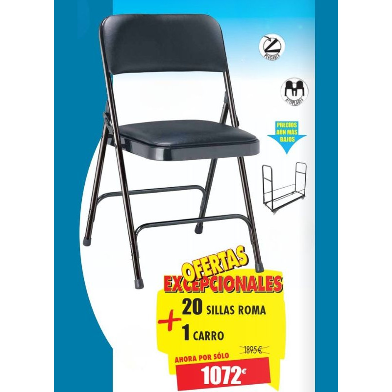 20 SILLAS PLEGABLES ROMA + 1 CARRO